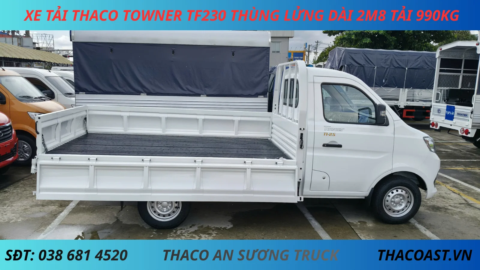 XE TẢI THACO TOWNER TF230 THÙNG LỬNG DÀI 2M8 TẢI 990KG