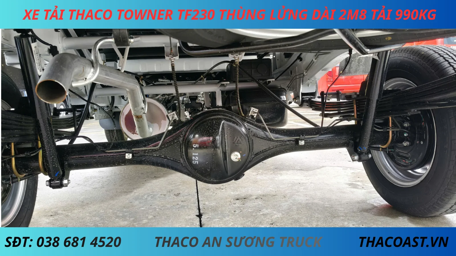 CẦU SAU XE TẢI THÙNG LỬNG THACO TF230 THÙNG DÌ 2M8 TẢI 990KG