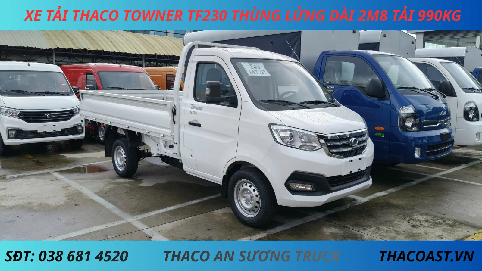 Xe tải thùng lửng thaco tf230 thùng dài 2m8 tải 990kg