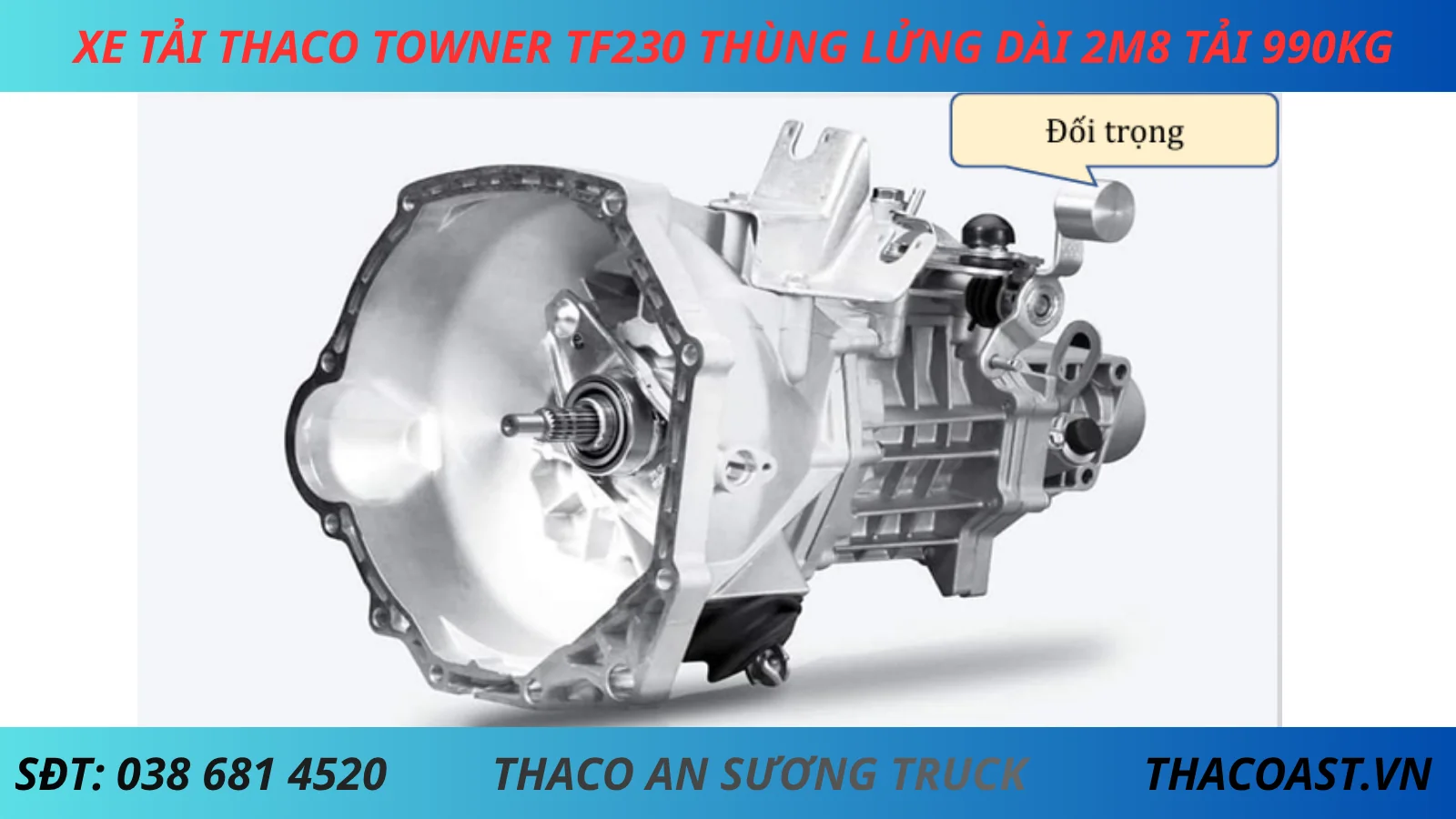 HỘP SỐ XE TẢI THACO TF230 THÙNG DÀI 2M8 TẢI 990KG