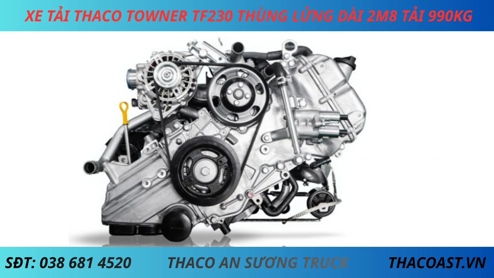 ĐỘNG CƠ XE TẢI THÙNG LỬNG TF230 THÙNG DÀI 2M8 TẢI 990KG