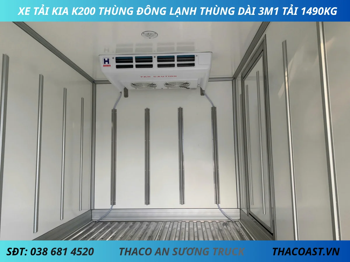 XE TẢI KIA K200 THÙNG ĐÔNG LẠNH DÀI 3M1 TẢI