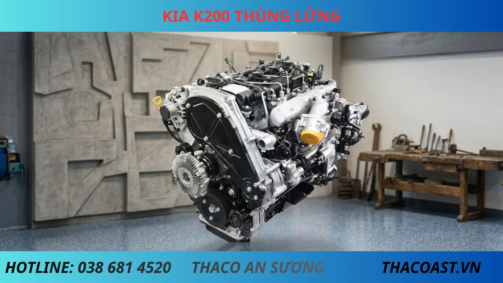 ĐỘNG CƠ XE TẢI THÙNG LỬNG 2 TẤN KIA K200 THÙNG DÀI 3M2