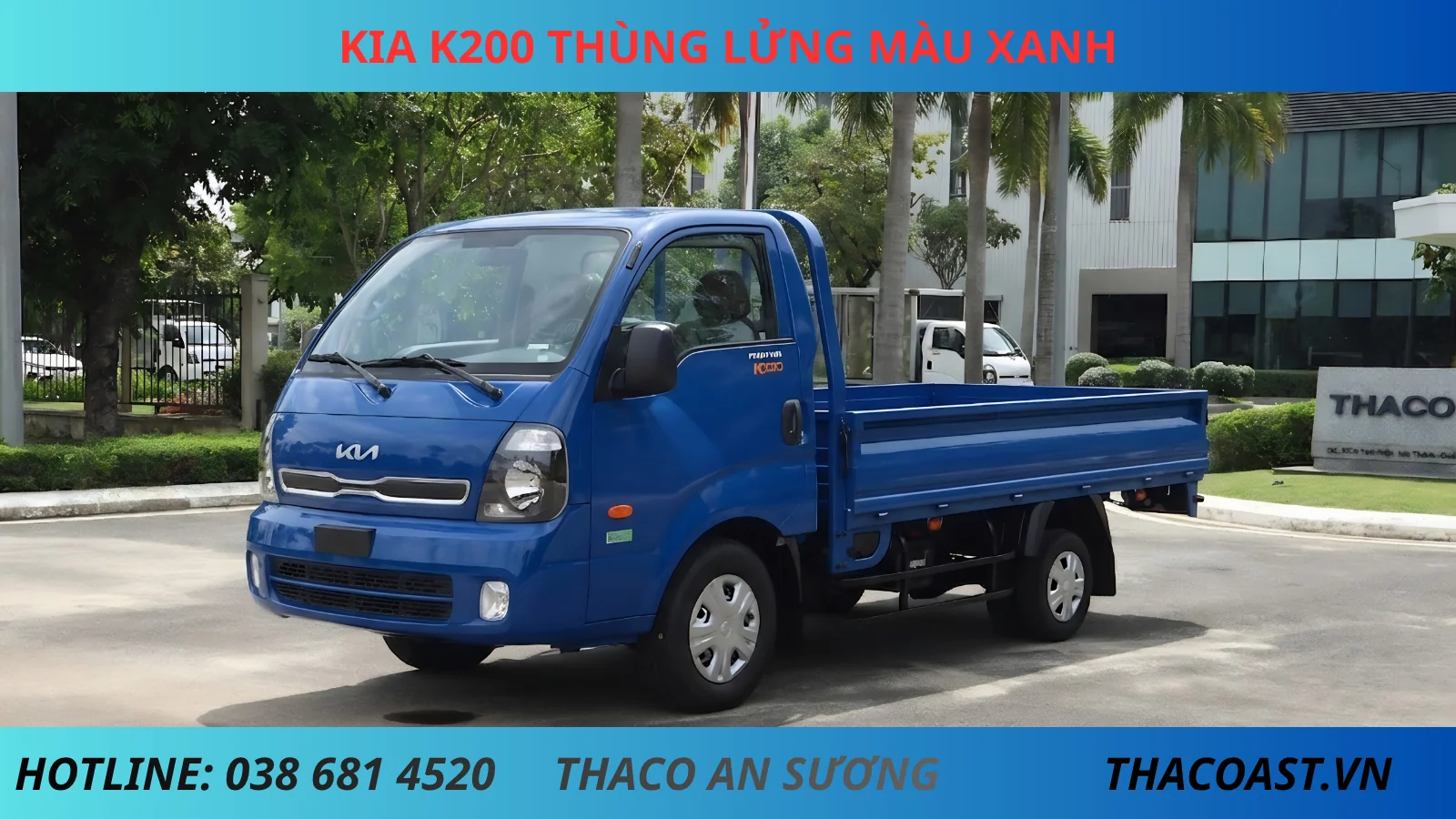 XE TẢI THÙNG LỬNG 2 TẤN KIA K200 THÙNG DÀI 3M2 MÀU XANH