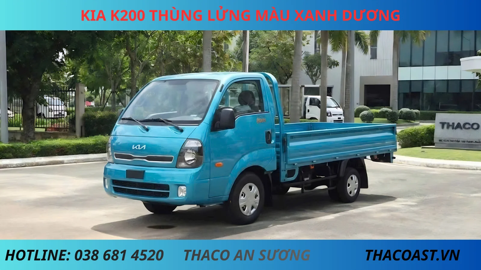 XE TẢI THÙNG LỬNG 2 TẤN KIA K200 THÙNG DÀI 3M2 MẦU XANH DƯƠNG