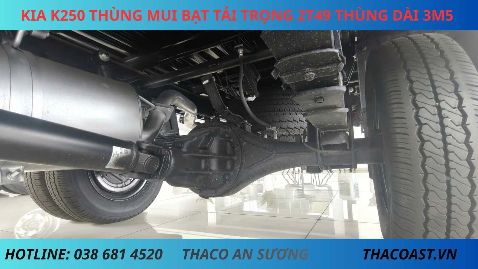 Khung gầm KIA K250 THÙNG MUI BẠT TẢI TRỌNG 2T49 THÙNG DÀI 3M5