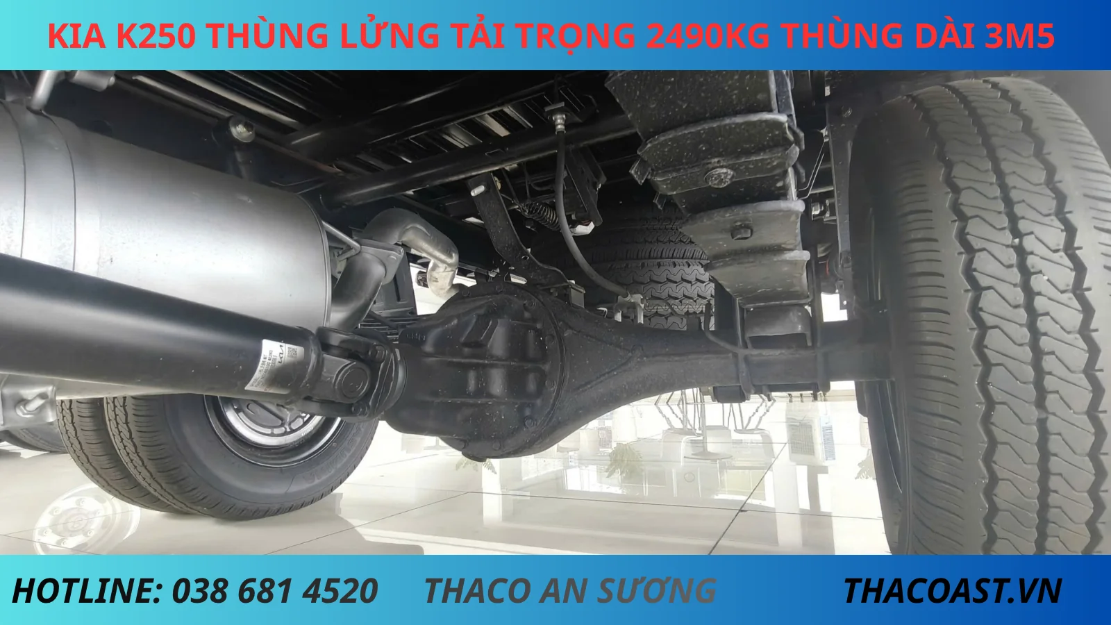 kHUNG GẦM XE TẢI THÙNG LỬNG KIA K250 THÙNG DÀI 3M5 TẢI TRỌNG 2490KG