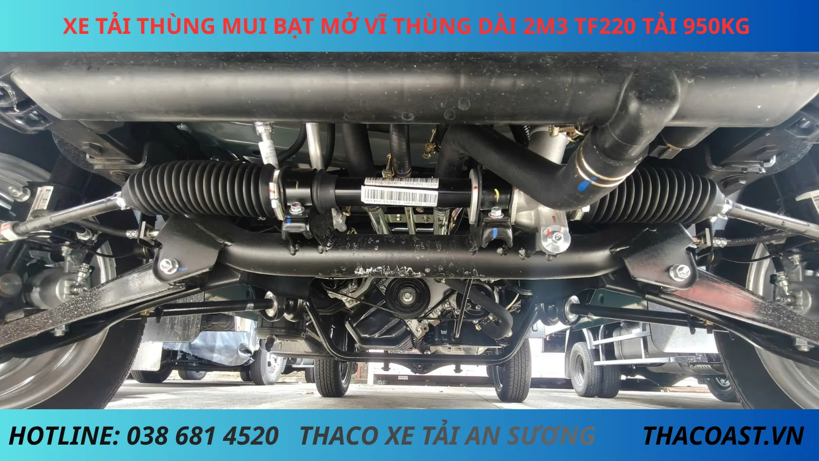 GẦM TRƯỚC XE TẢI THÙNG MUI BẠT MỞ VĨ TF220 THÙNG DÀI 2M3 TẢI DƯỚI 1 TẤN