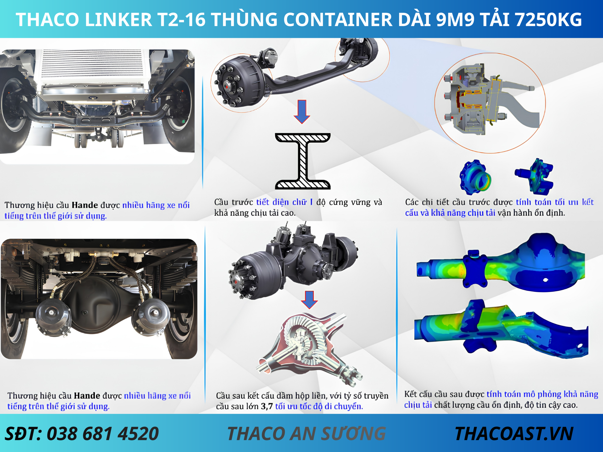 CẦU XE XE TẢI THACO LINKER T2-16 THÙNG CONTAINER DÀI 9M9 TẢI 7T25