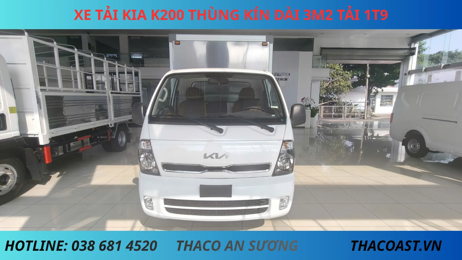 Phần mặt trước xe tải thùng kín Kia K200