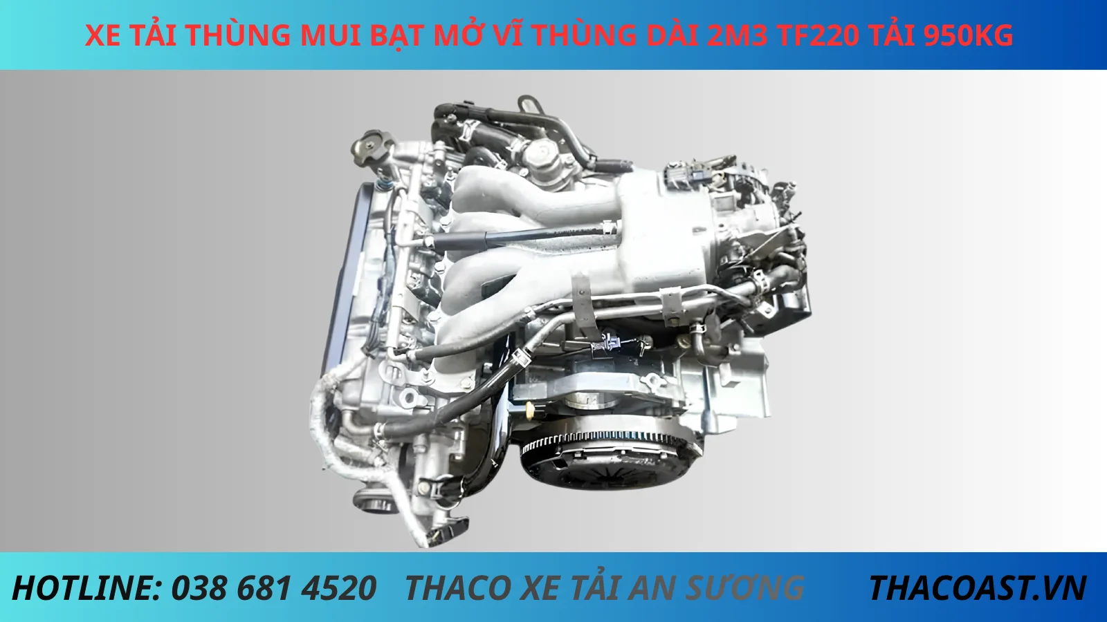 ĐỘNG CƠ XE TẢI THÙNG MUI BẠT MỞ VĨ TF220 THÙNG DÀI 2M3 TẢI DƯỚI 1 TẤN