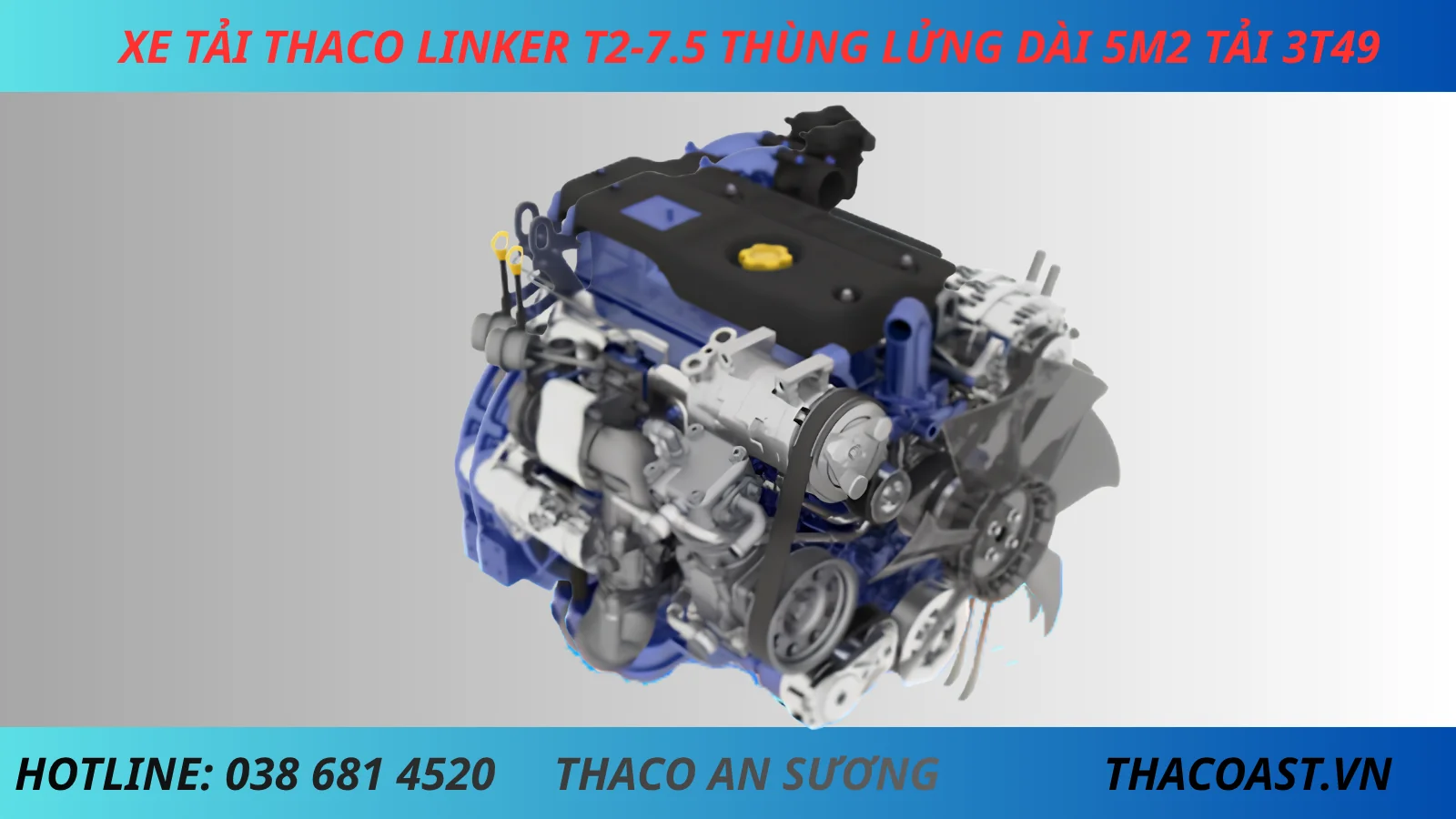 ĐỘNG CƠ XE TẢI THACO LINKER T2-7.5 THÙNG LỬNG DÀI 5M2 TẢI 3 TẤN 5