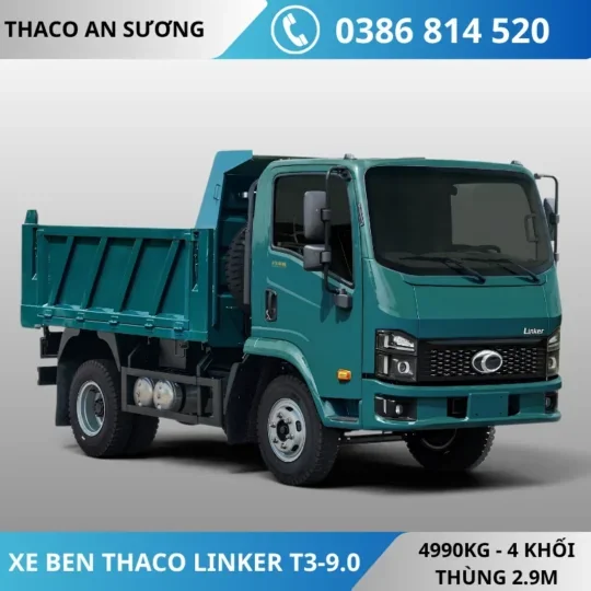 XE BEN THACO LINKER T3-9.0 TẢI TRỌNG 4990KG THỂ TÍCH THÙNG 4 KHỐI