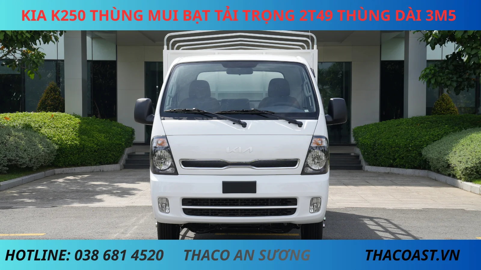 KIA K250 THÙNG MUI BẠT TẢI TRỌNG 2T49 THÙNG DÀI 3M5