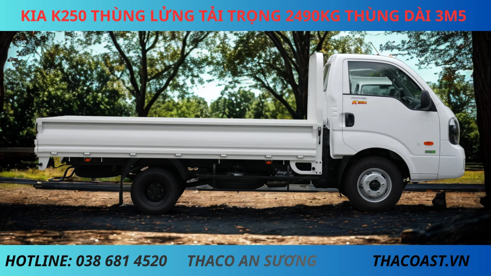 XE TẢI THÙNG LỬNG KIA K250 THÙNG DÀI 3M5 TẢI TRỌNG 2490KG