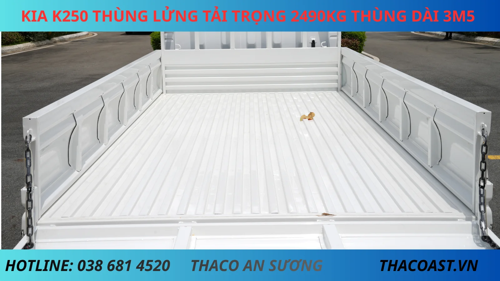 THÙNG XE TẢI THÙNG LỬNG KIA K250 THÙNG DÀI 3M5 TẢI TRỌNG 2490KG