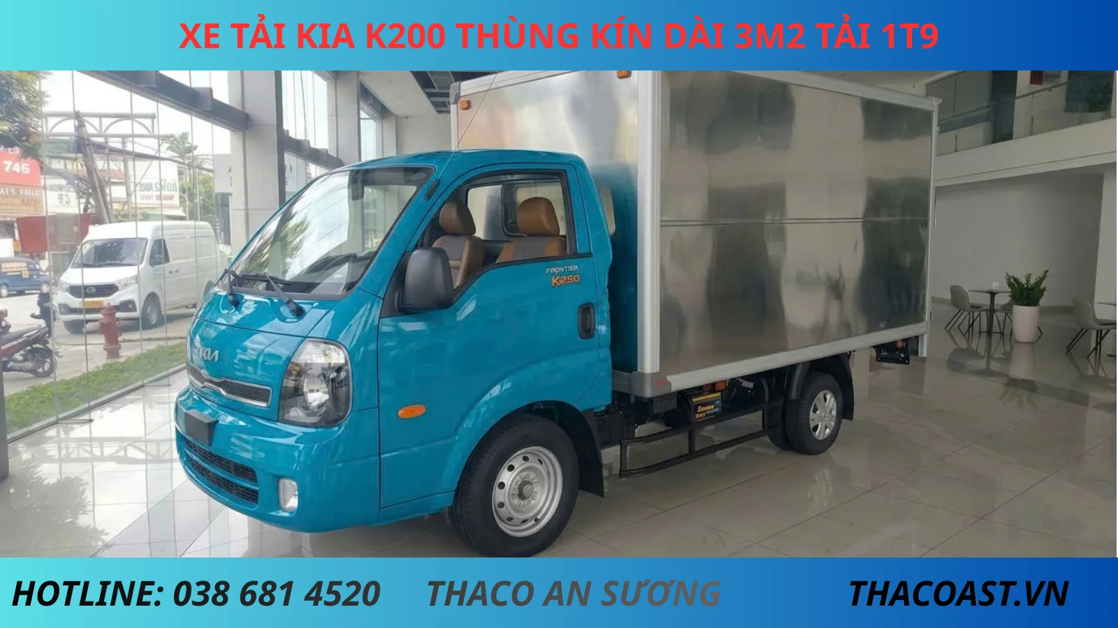 KIA K200 THÙNG KÍN MÀU XANH DƯƠNG