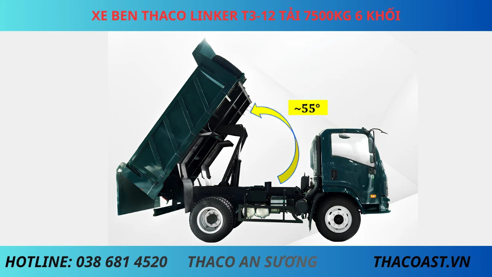 XE BEN THACO LINKER T3-12 TẢI TRỌNG 7.5 TẤN THỂ TÍCH THÙNG 6 KHỐI