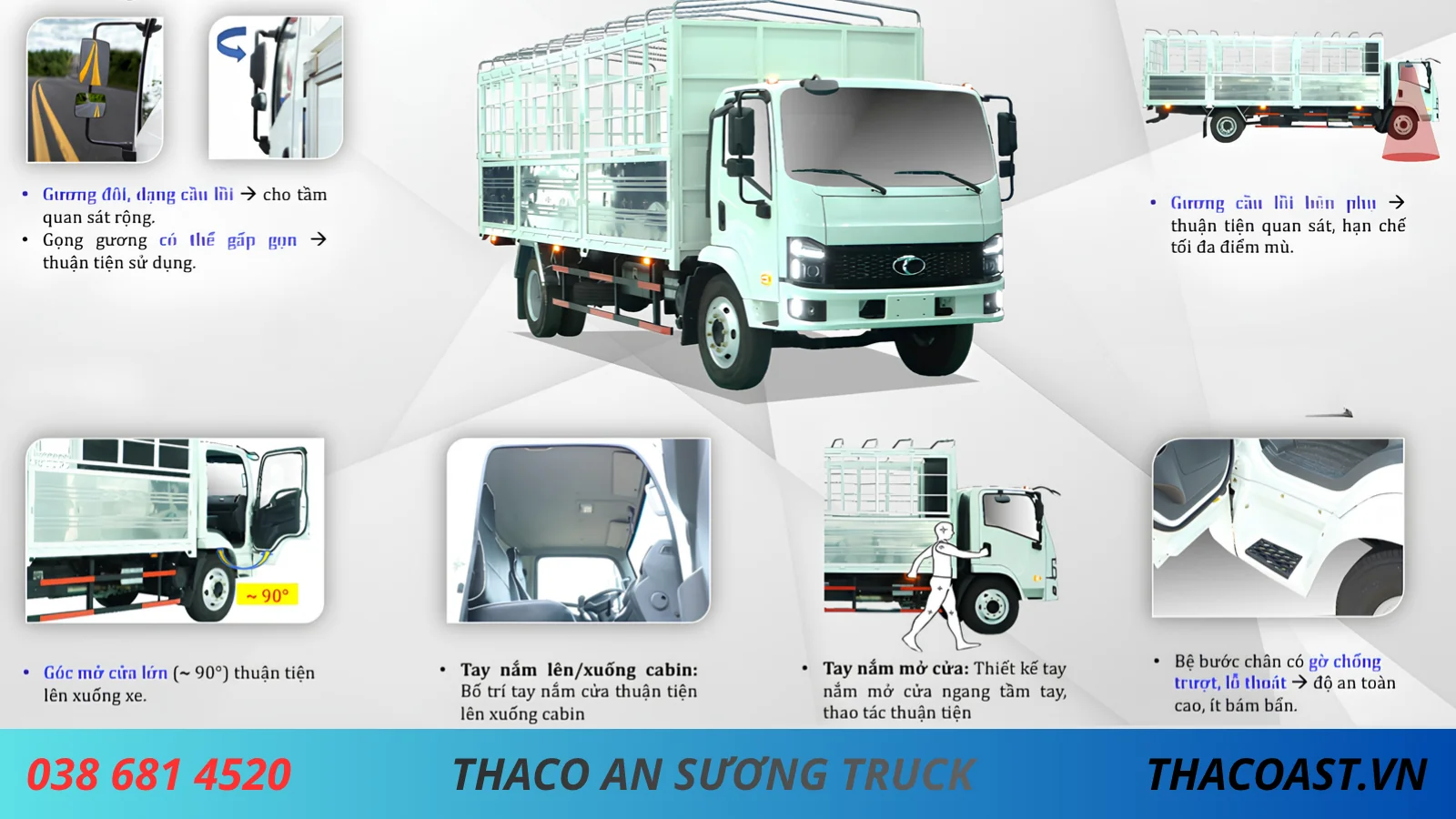 NGOẠI THẤT XE TẢI THACO LINKER T2-13 THÙNG MUI BẠT DÀI 6M9 TẢI 7T5