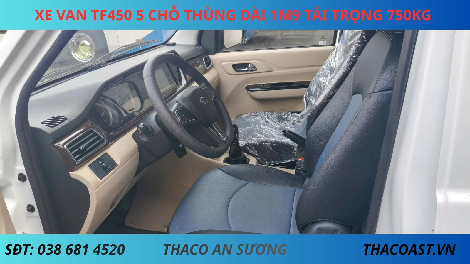 Nội thất Xe Van TF450 5 Chỗ Số Sàn Thùng Dài 1M6 Tải Trọng 750KG