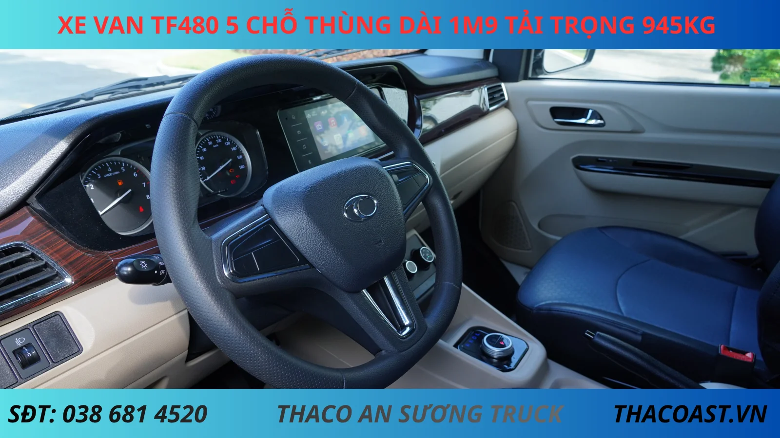 XE VAN TF480 5 CHỖ SỐ TỰ ĐỘNG THÙNG DÀI 1M9 TẢI TRỌNG 945KG