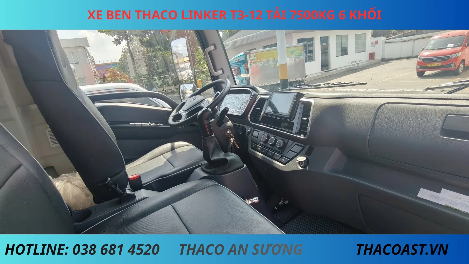 NỘI THẤT XE BEN THACO LINKER T3-12 TẢI TRỌNG 7.5 TẤN THỂ TÍCH THÙNG 6 KHỐI