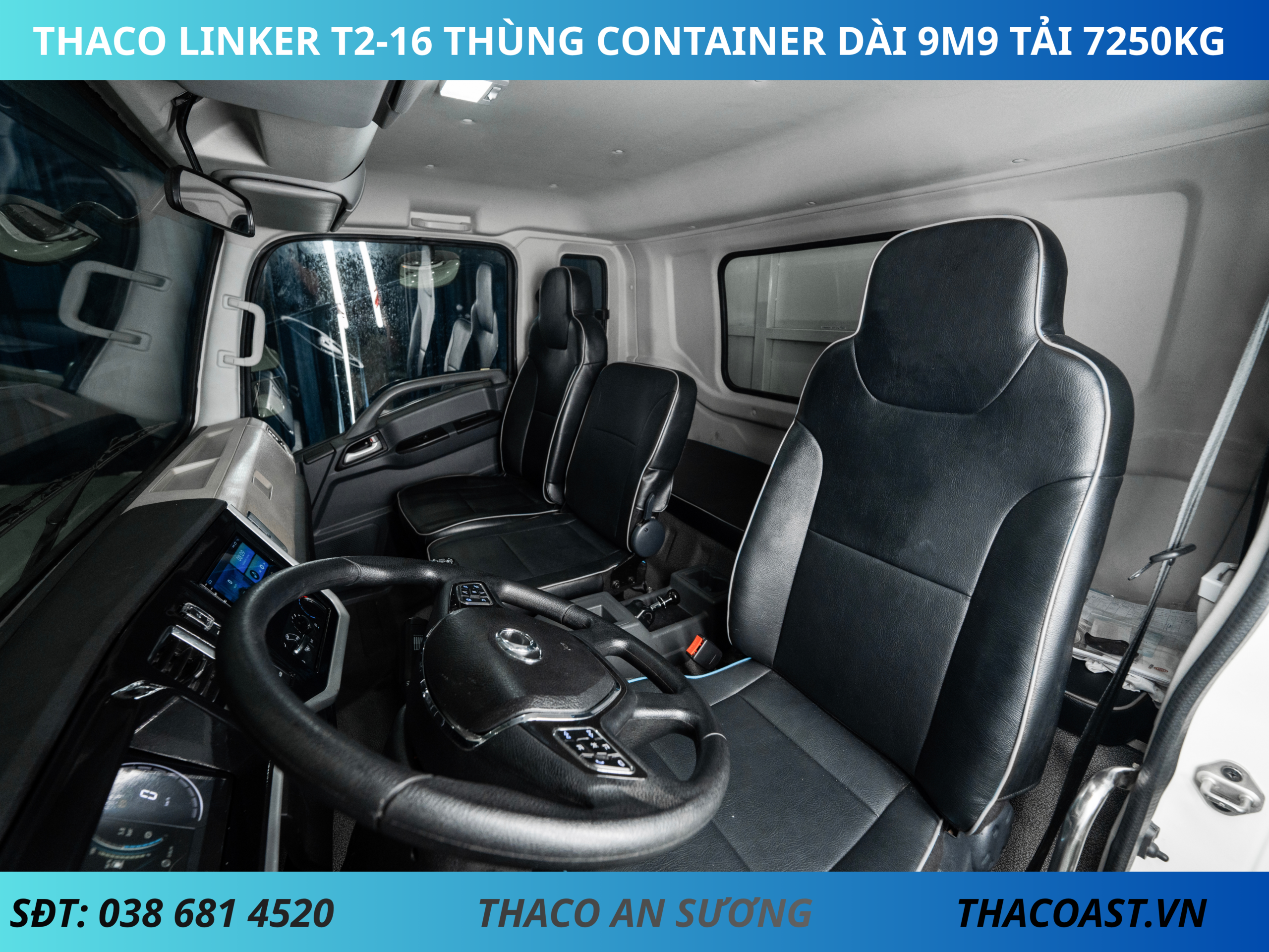 Nội thất XE TẢI THACO LINKER T2-16 THÙNG CONTAINER DÀI 9M9 TẢI 7T25