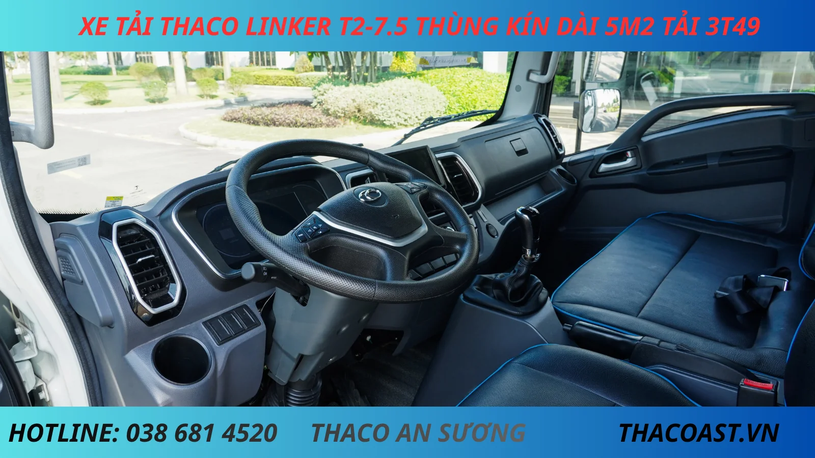 NỘI THẤT XE TẢI 3 TẤN 5 THACO LINKER T2-7.5 THÙNG KÍN DÀI 5M2