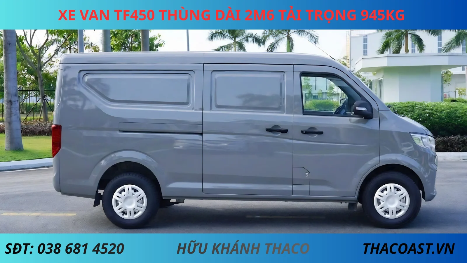 Xe van TF450 số sàn thùng dài 2m6 tải trọng 945kg màu xám