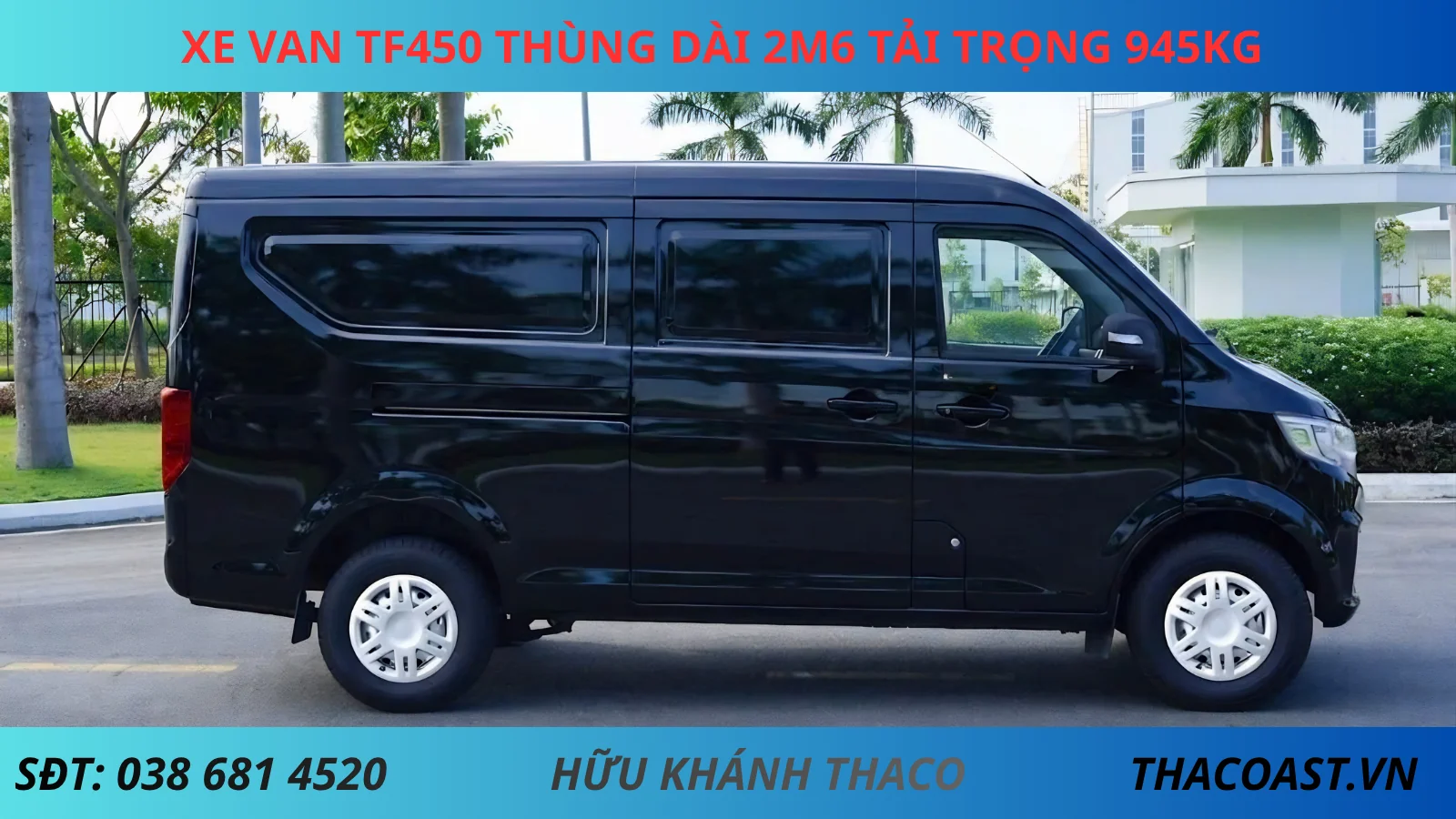 Xe van TF450 số sàn thùng dài 2m6 tải trọng 945kg màu đen