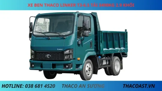 THACO LINKER BEN T3-6.5 XE BEN THACO LINKER T3-6.5 TẢI TRỌNG 3490KG THỂ TÍCH THÙNG 2.9 KHỐI