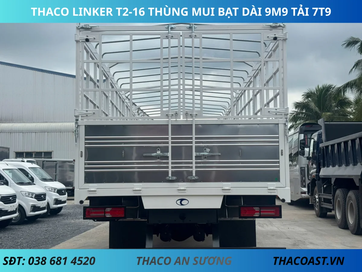 THACO LINKER T2-16 THÙNG MUI BẠT DÀI 9M9 (4) THACO LINKER T2-16 THÙNG MUI BẠT DÀI 9M9