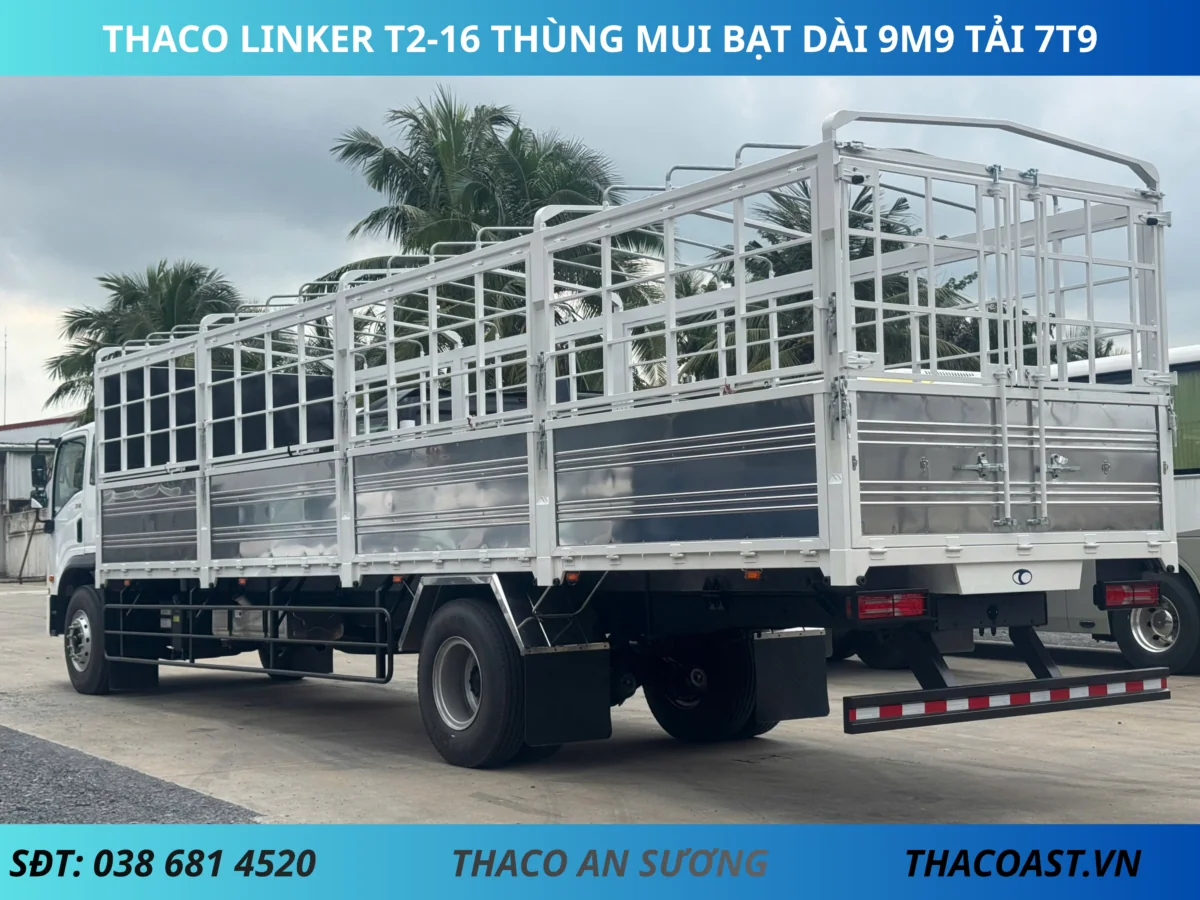THACO LINKER T2-16 THÙNG MUI BẠT DÀI 9M9 (5) THACO LINKER T2-16 THÙNG MUI BẠT DÀI 9M9