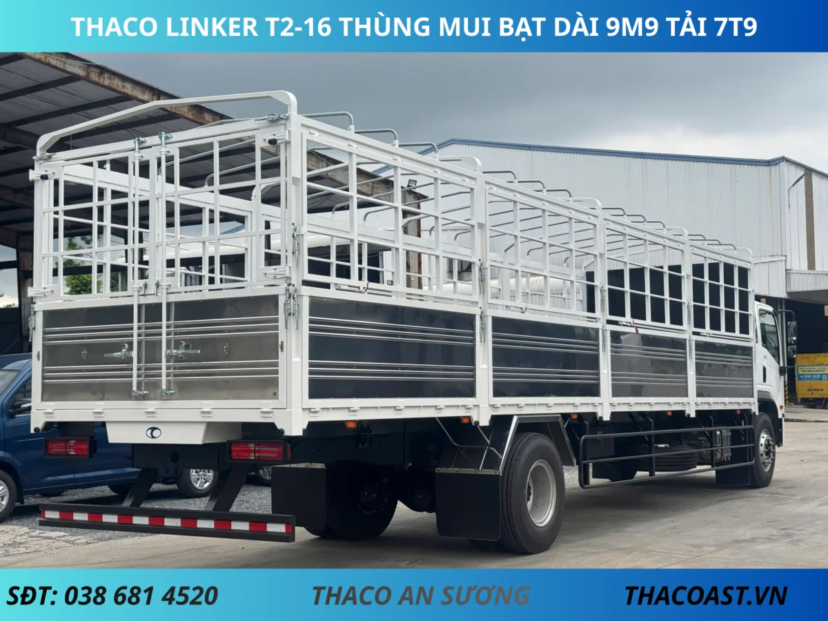 THACO LINKER T2-16 THÙNG MUI BẠT DÀI 9M9 (6) THACO LINKER T2-16 THÙNG MUI BẠT DÀI 9M9
