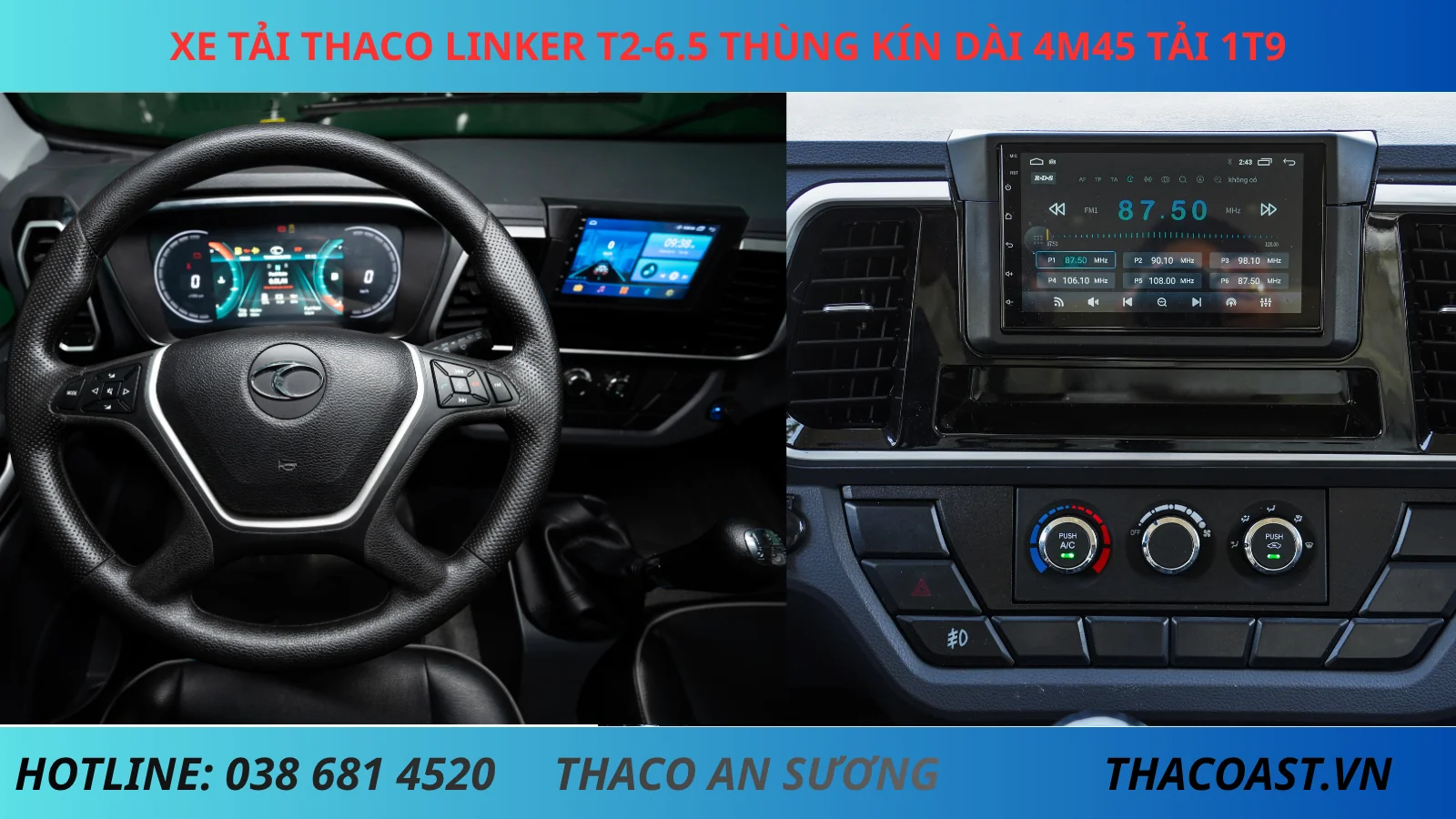 MÀ HÌNH XE TẢI THÙNG KÍN THACO LINKER T2-6.5 DÀI 4M45 TẢI 1T9