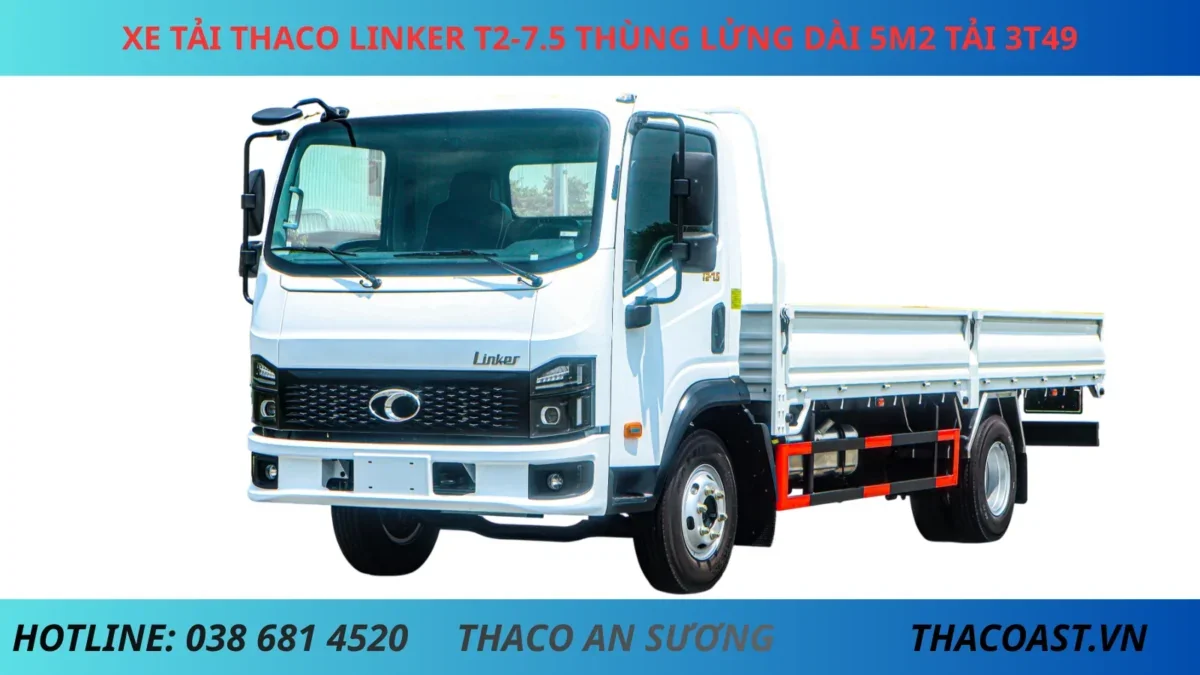 XE TẢI THACO LINKER T2-7.5 THÙNG LỬNG DÀI 5M2 TẢI 3T49