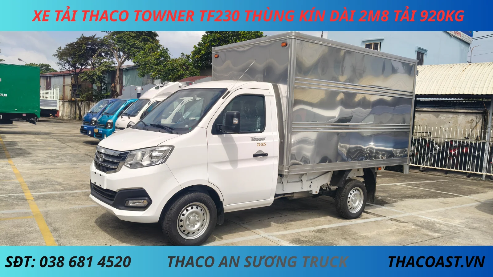 XE TẢI NHẸ THACO TF230 THÙNG KÍN DÀI 2M8 TẢI 920KG