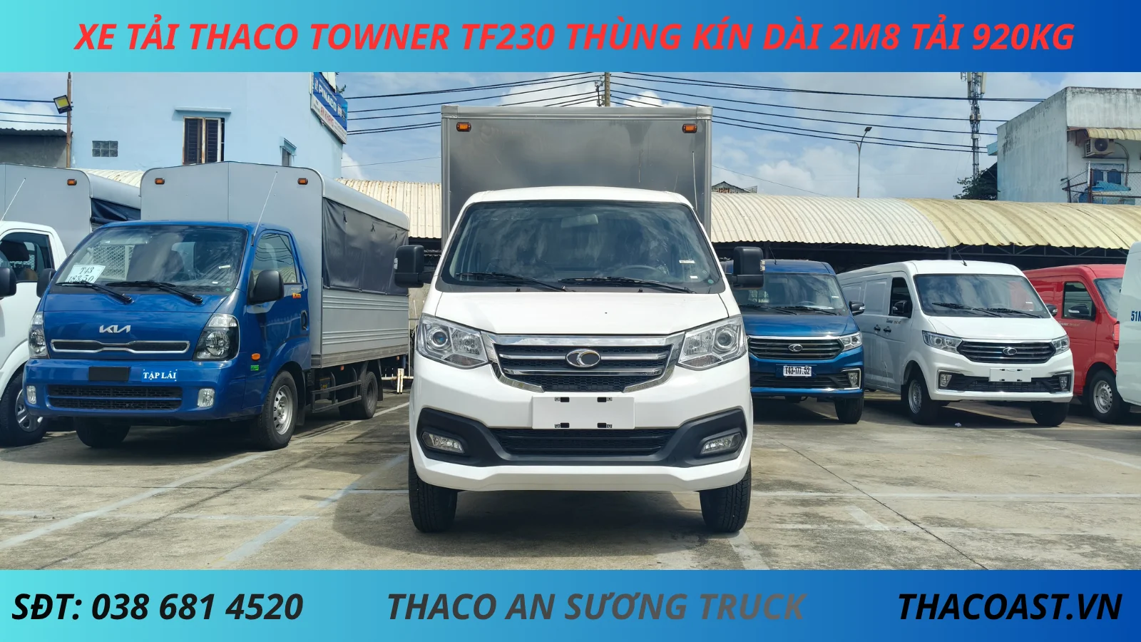 XE TẢI NHẸ THACO TF230 THÙNG KÍN DÀI 2M8 TẢI 920KG