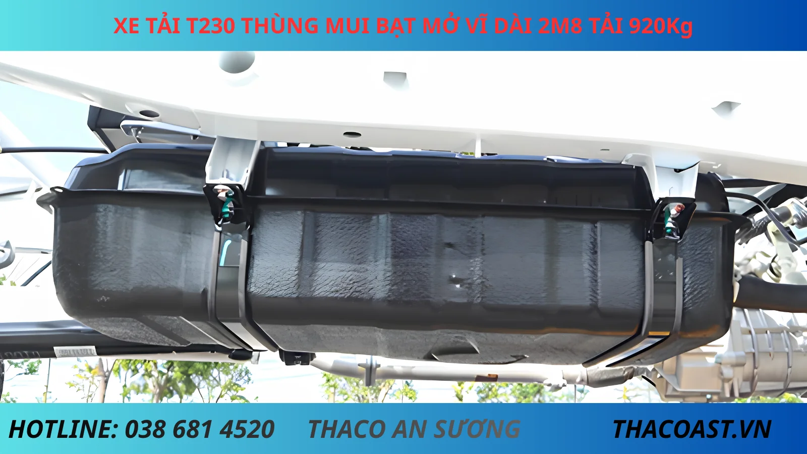 thùng nhiên liệu Thaco Frontier TF230 thùng mui bạt mở vỉ