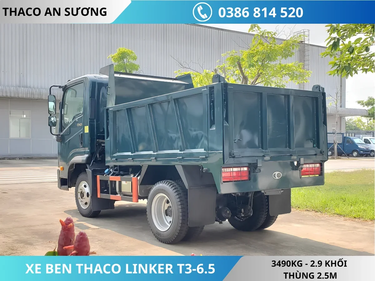 XE BEN THACO LINKER T3-6.5 (10) XE BEN THACO LINKER T3-6.5 TẢI TRỌNG 3490KG THỂ TÍCH THÙNG 2.9 KHỐI