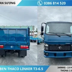XE BEN THACO LINKER T3-6.5 XE BEN THACO LINKER T3-6.5 TẢI TRỌNG 3490KG THỂ TÍCH THÙNG 2.9 KHỐI