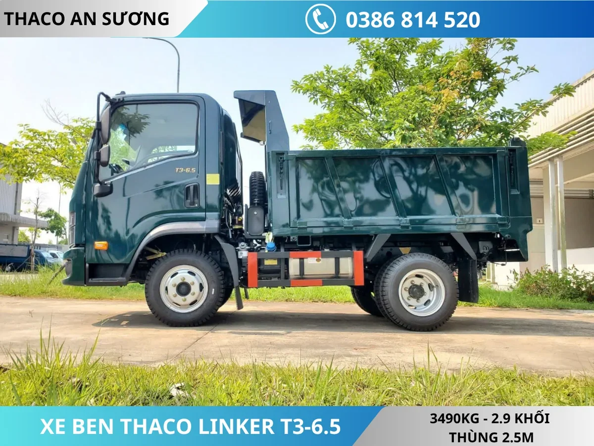 XE BEN THACO LINKER T3-6.5 (3) XE BEN THACO LINKER T3-6.5 TẢI TRỌNG 3490KG THỂ TÍCH THÙNG 2.9 KHỐI