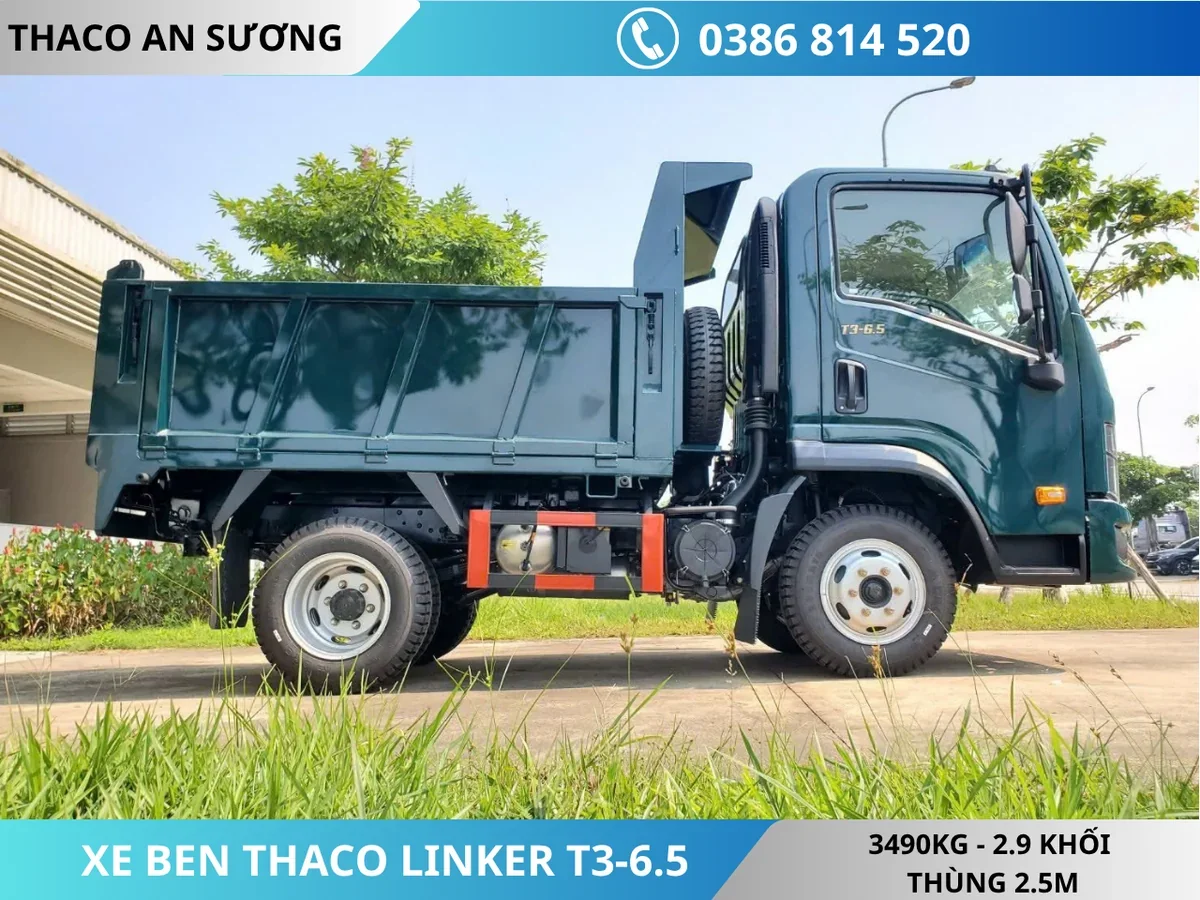 XE BEN THACO LINKER T3-6.5 (5) XE BEN THACO LINKER T3-6.5 TẢI TRỌNG 3490KG THỂ TÍCH THÙNG 2.9 KHỐI