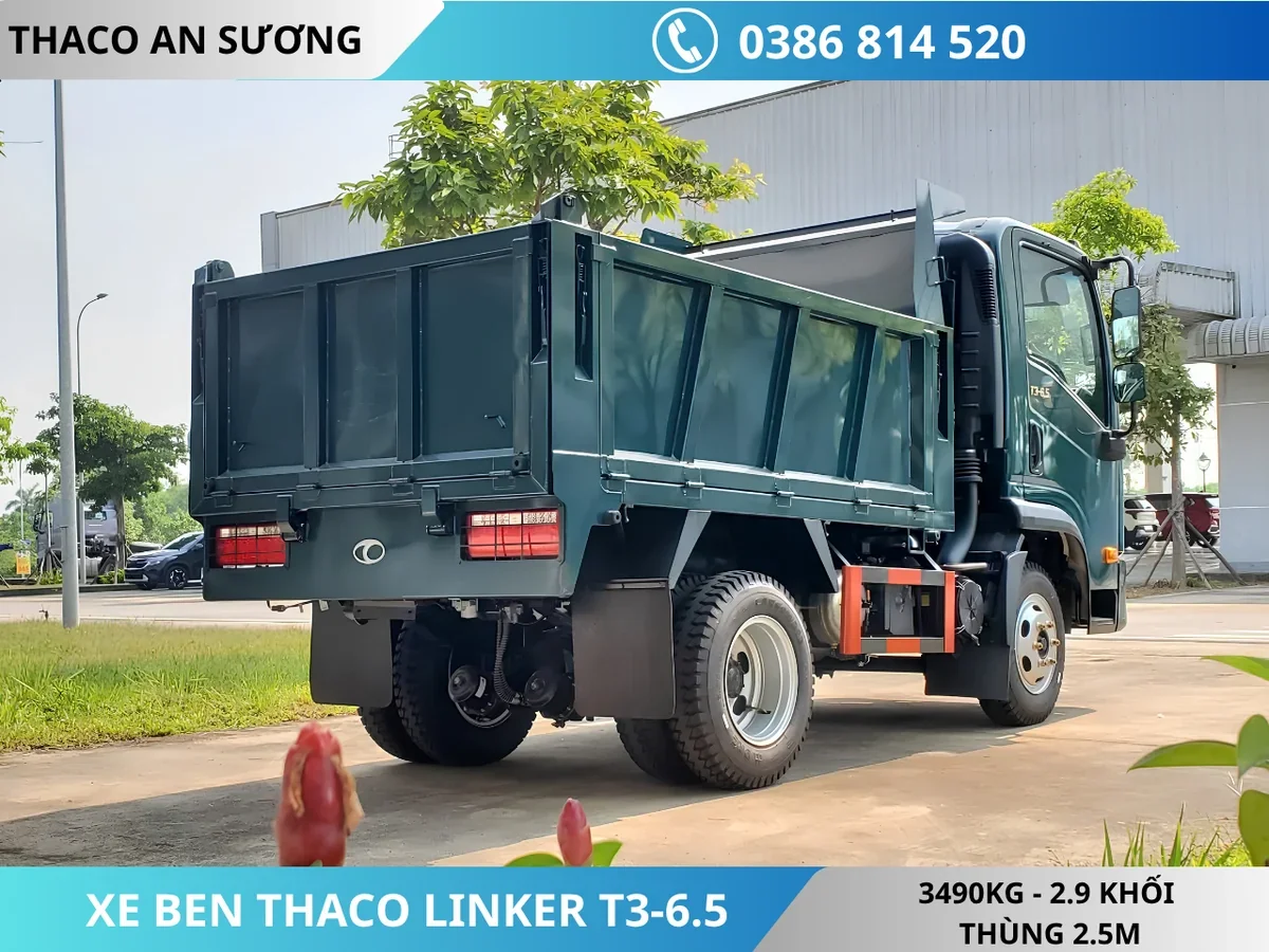 XE BEN THACO LINKER T3-6.5 (8) XE BEN THACO LINKER T3-6.5 TẢI TRỌNG 3490KG THỂ TÍCH THÙNG 2.9 KHỐI
