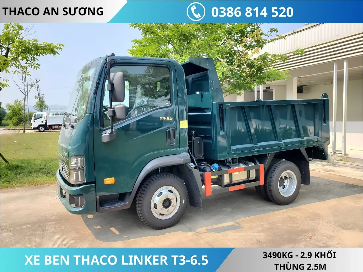 XE BEN THACO LINKER T3-6.5 (9) XE BEN THACO LINKER T3-6.5 TẢI TRỌNG 3490KG THỂ TÍCH THÙNG 2.9 KHỐI