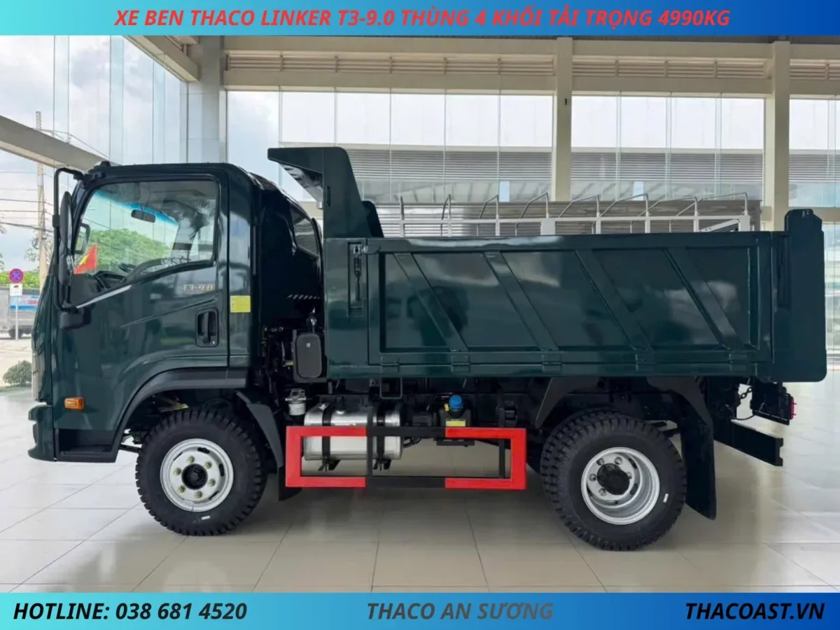 XE BEN THACO LINKER T3-9.0 4 khối (2) XE BEN THACO LINKER T3-9.0 TẢI TRỌNG 4990KG THỂ TÍCH THÙNG 4 KHỐI