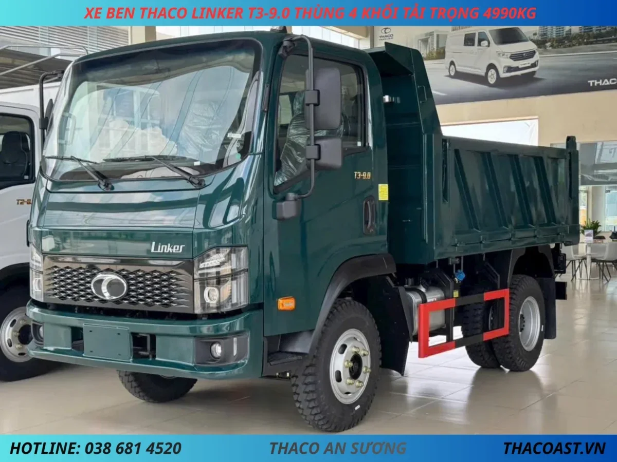 XE BEN THACO LINKER T3-9.0 4 khối (3) XE BEN THACO LINKER T3-9.0 TẢI TRỌNG 4990KG THỂ TÍCH THÙNG 4 KHỐI