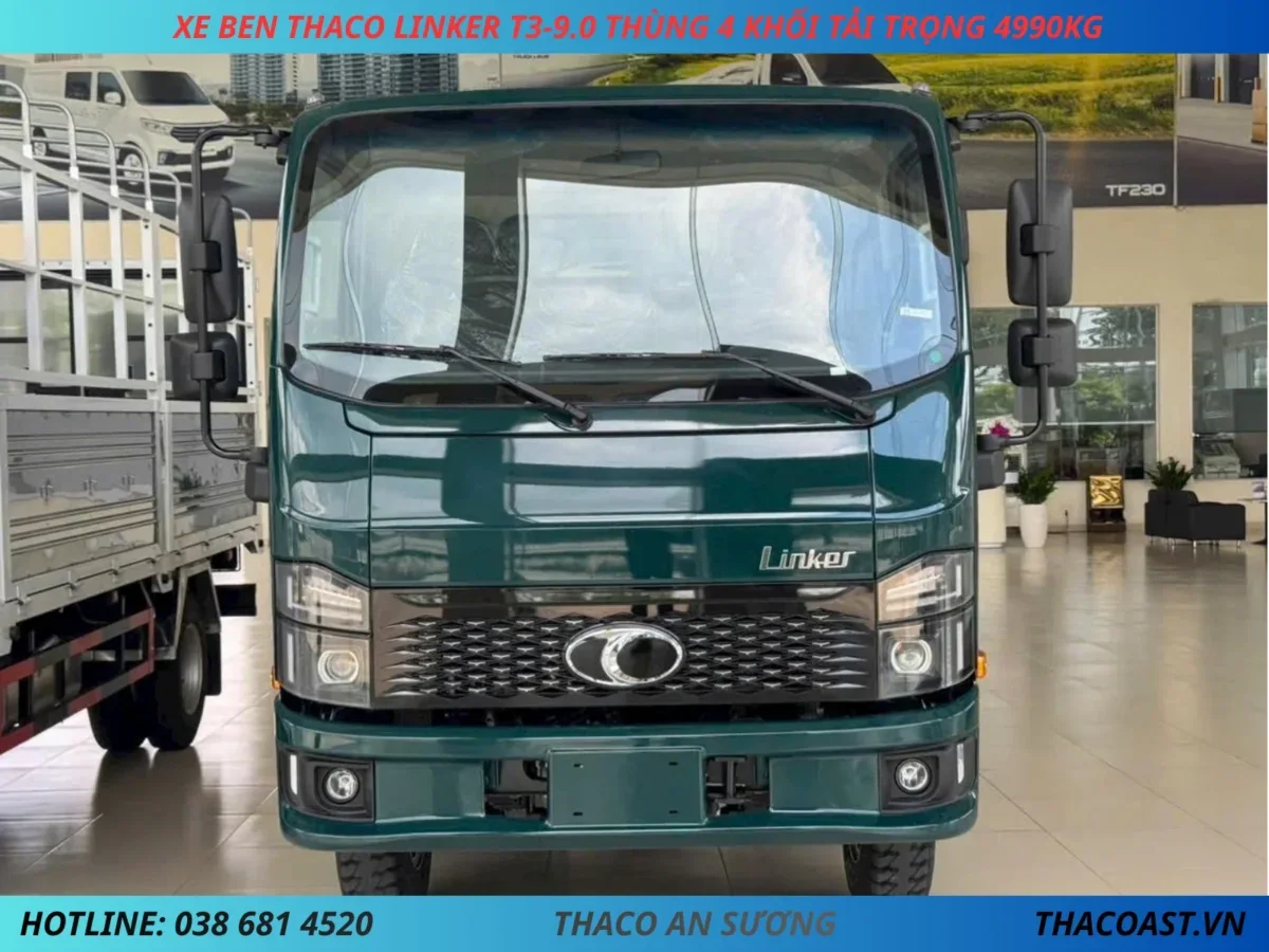 XE BEN THACO LINKER T3-9.0 4 khối (4) XE BEN THACO LINKER T3-9.0 TẢI TRỌNG 4990KG THỂ TÍCH THÙNG 4 KHỐI