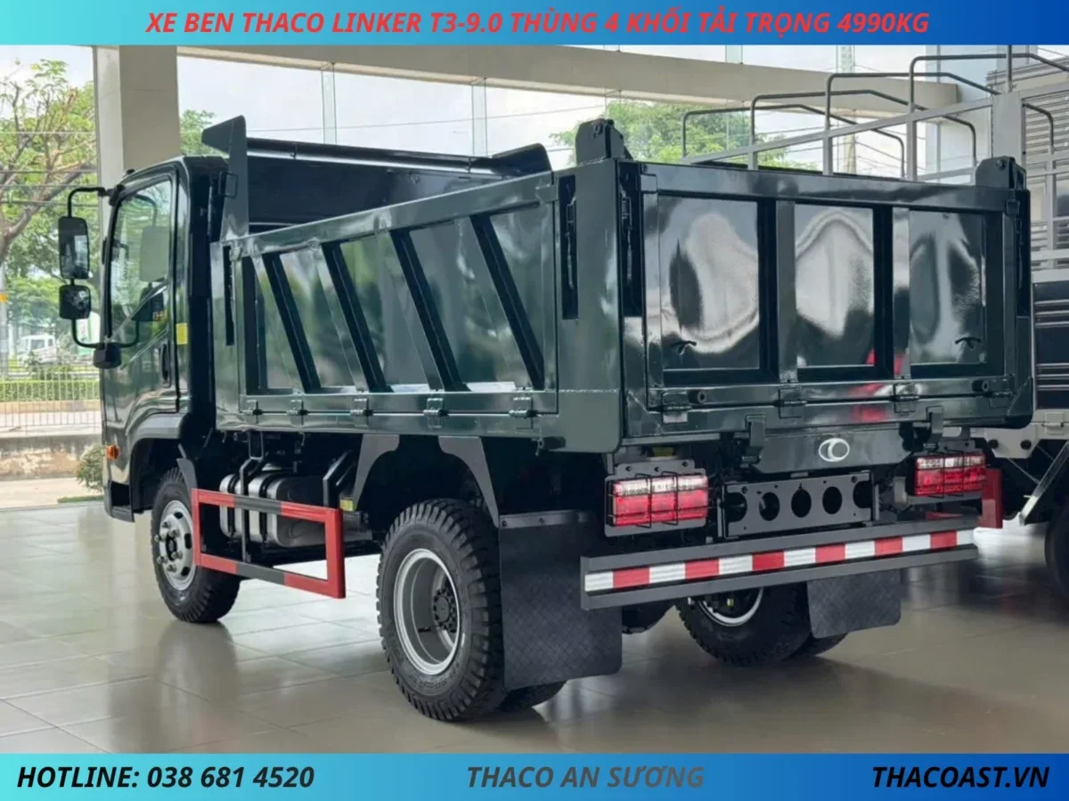 XE BEN THACO LINKER T3-9.0 4 khối (5) XE BEN THACO LINKER T3-9.0 TẢI TRỌNG 4990KG THỂ TÍCH THÙNG 4 KHỐI