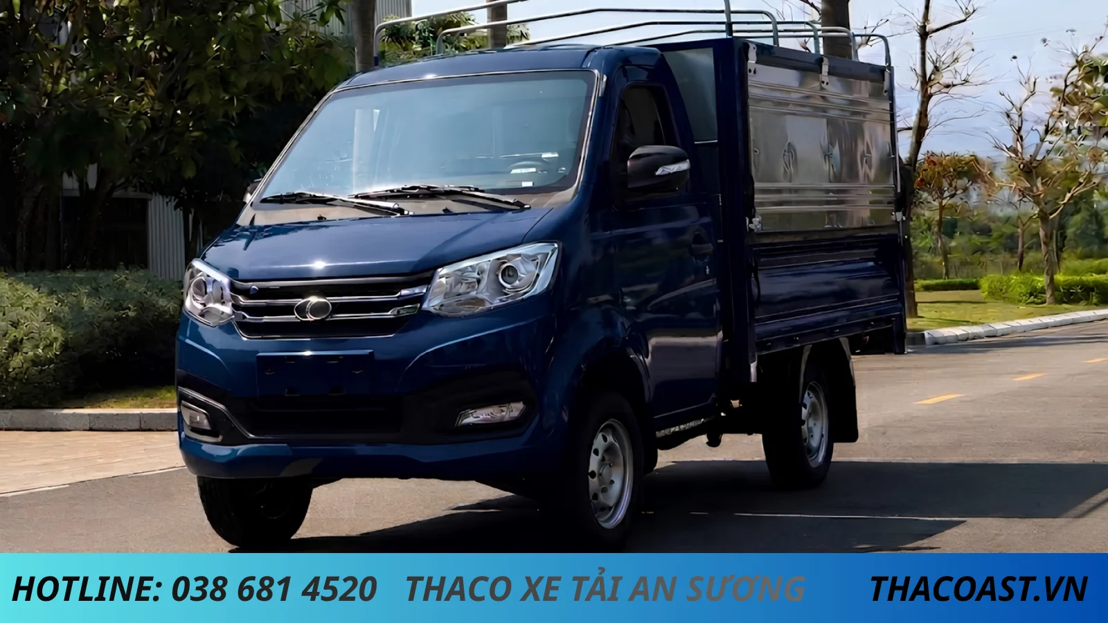 XE TẢI THÙNG MUI BẠT MỞ VĨ TF220 THÙNG DÀI 2M3 TẢI DƯỚI 1 TẤN MÀU XANH